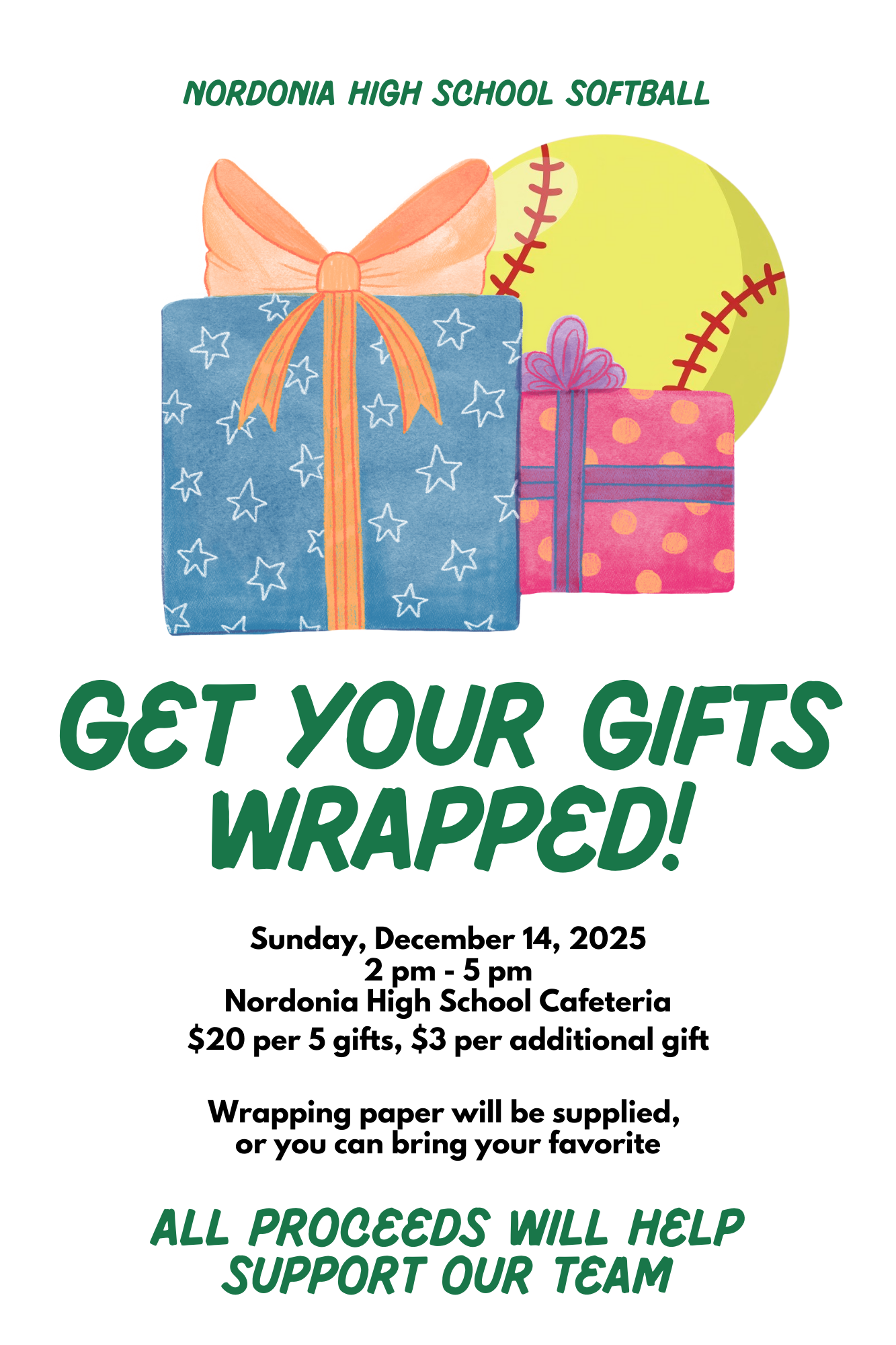 2025 12 Softball Gift Wrap Fundraiser Photo